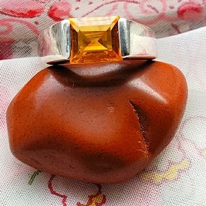 Sterling silver and Brilliant Orange Topaz Ring